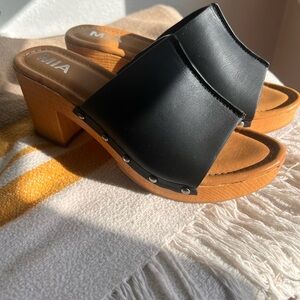 Mia Merel Studded Black Block Heel Mule